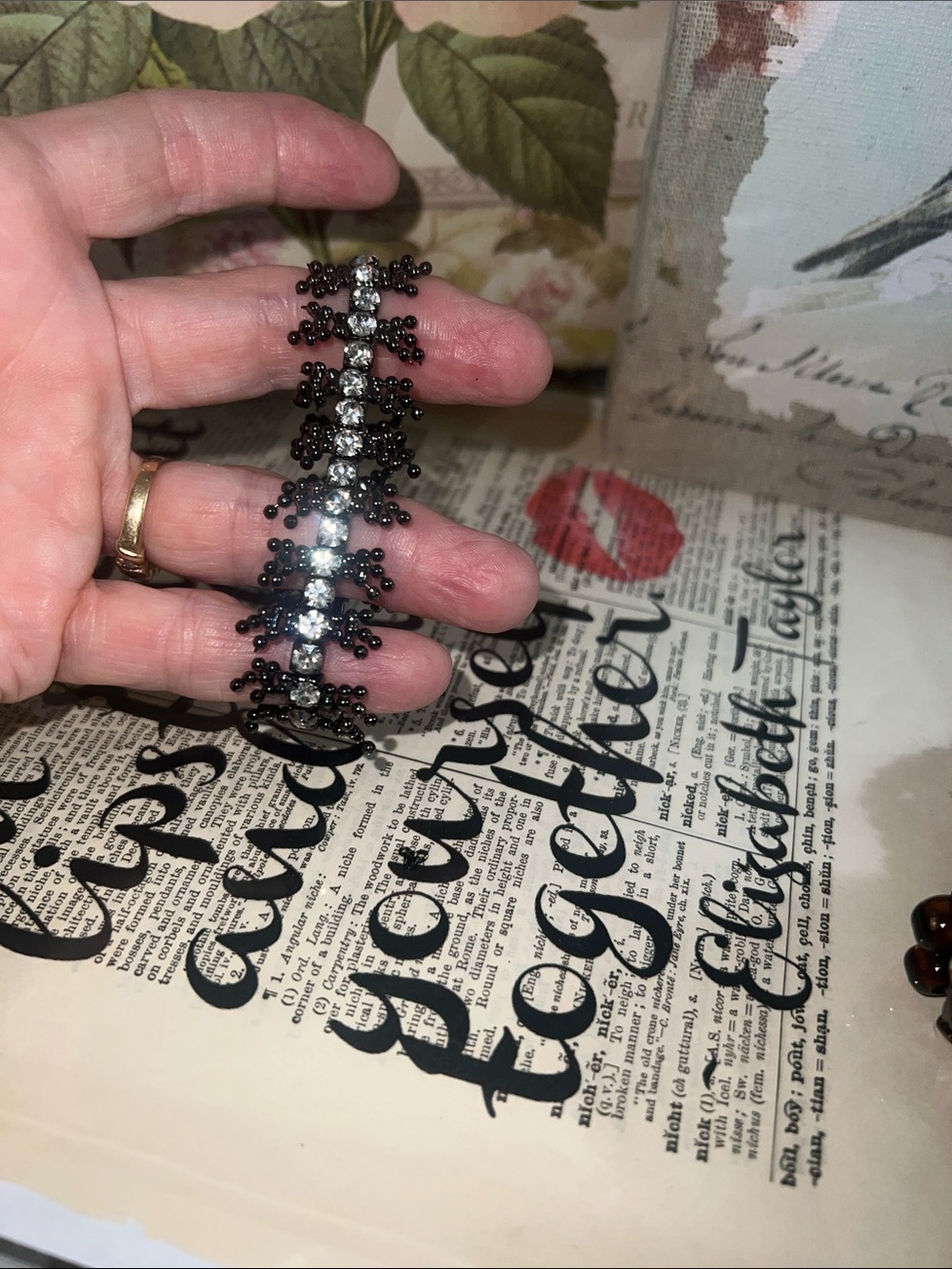 Black gun metal with Crystal Stretch Bracelet for Women